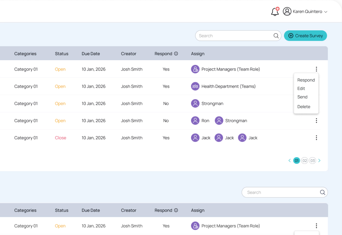 Screenshot of the Training assignment screen inside Team Fabric