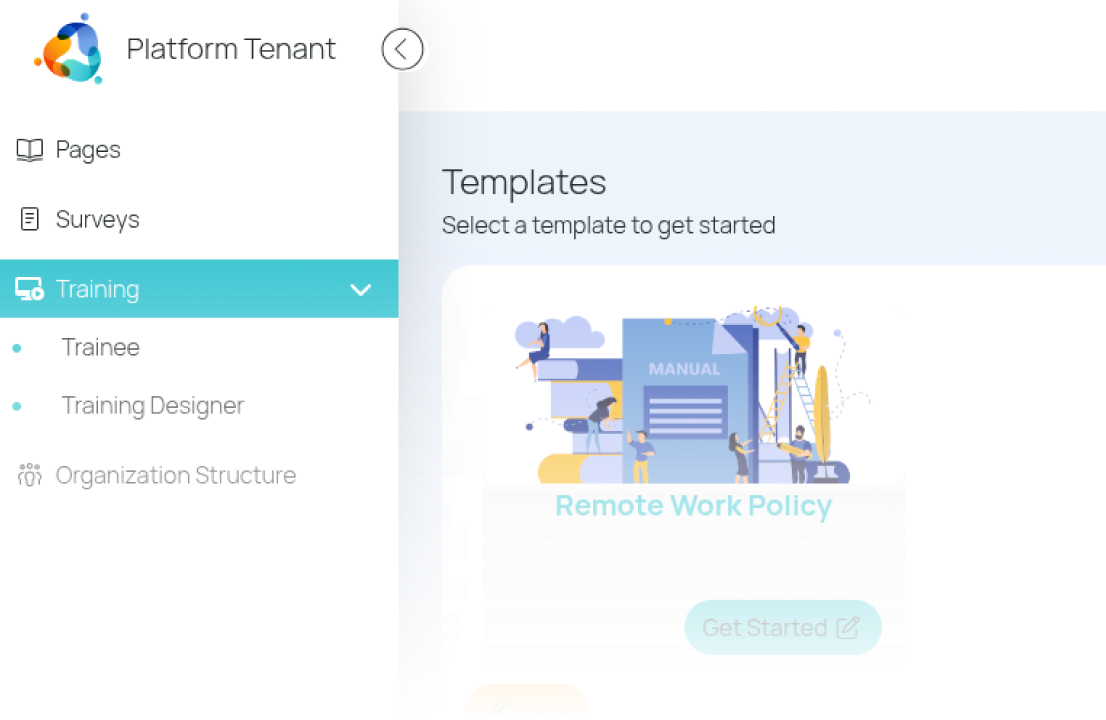 Screenshot of the templates screen inside of Team Fabric